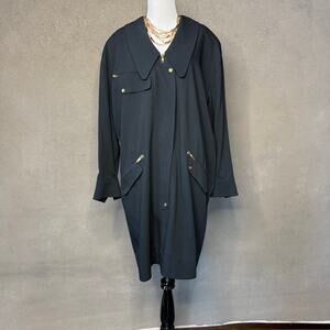 Vintage Graffiti by Fabrice Black Shirt Dress Women’s 16 Gold Zip 90s Minimalist